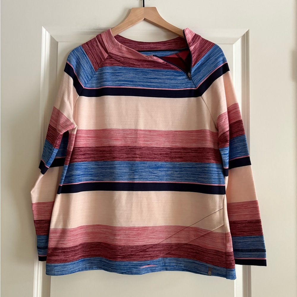 Striped Crewneck Pullover Top in Pink, Blue & Cream